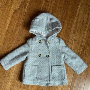 Girl’s Carter’s 18mos Adorable gray wool-blend hooded winter coat